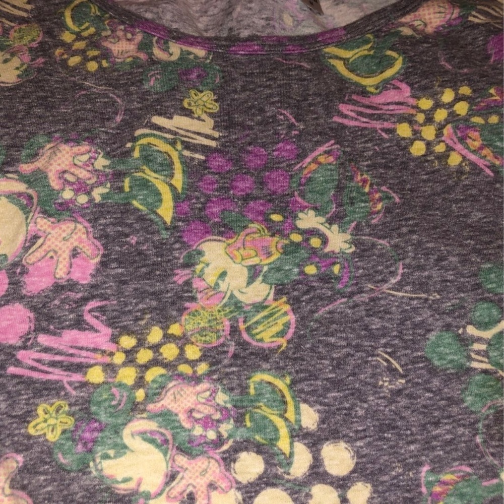 LuLaRoe Pink and Green Floral Short Sleeve Tee